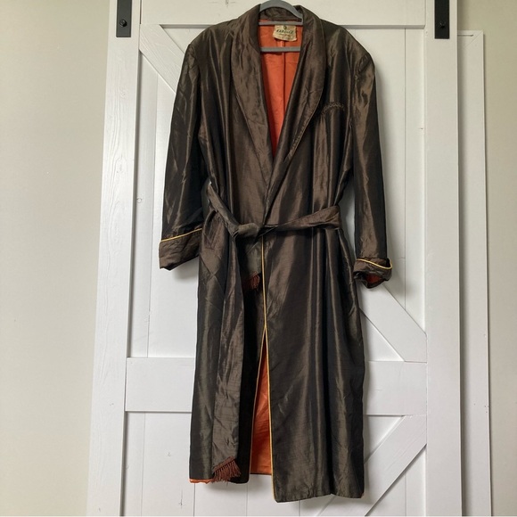 Vintage Other - Vintage 1940s men’s dressing smoking gown robe rayon atomic belt old Hollywood